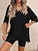 PRETTYGARDEN 2 Piece Sets for Women Summer 2026 Lounge Short Set Spring Matching Biker Shorts V Neck Oversized Shirt Clothing (Black,Large)