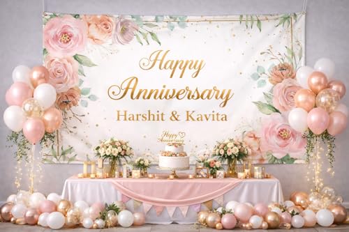 Personalized Anniversary Backdrop Banner | Custom Wedding Anniver...