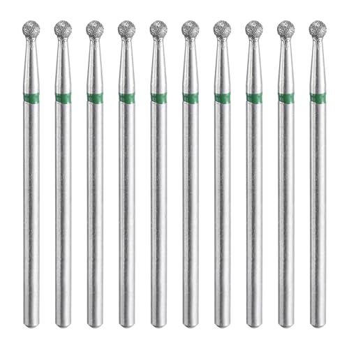 HARFINGTON 10pcs 100-120 Grits Diamond Grinding Bit 2.5mm Ball Head 2.35mm Shank 2.5mm Length Stone Sanding Drill Bits Rotary Tool for Ceramic Glass Nails Grinding Polishing