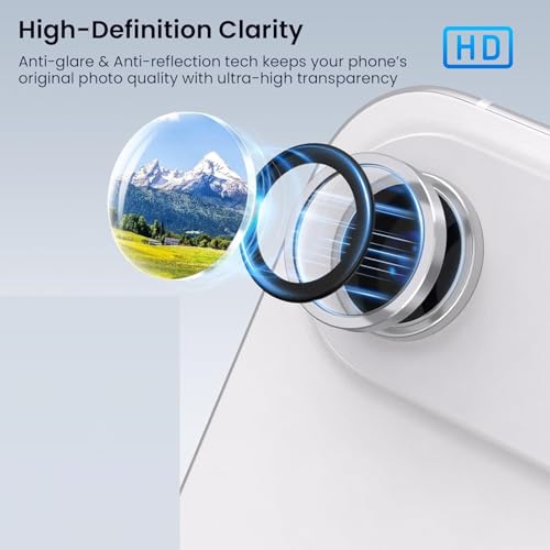 Image of Skinomi Camera Lens Protector Compatible with iPhone 17 Air, [Anti-Scratch] Premium Tempered Glass Film Aluminum Alloy Lens Ring Cover- Cloud White Titanium