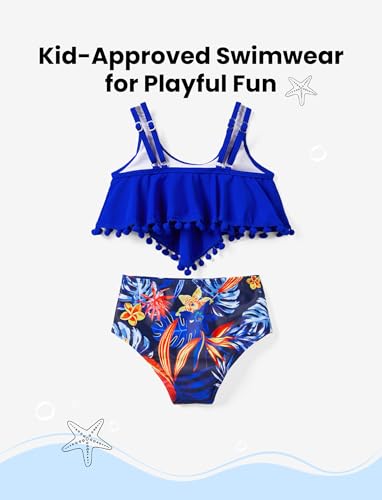 Image of PATPAT Family Matching Swimsuits Two Piece Hawaiian Tropical Beach Bikini and Swim Trunks Set Mommy and Me Bathing Suits