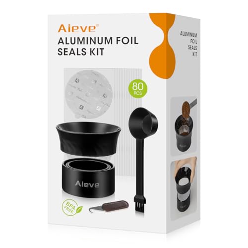 Aieve 80Pcs Aluminium Foil Lids with Holder, Scoop, Removel Tool for Nespresso Vertuo Pods, Coffee Pod Foil Lids Compatible with Nespresso Vertuo Capsules