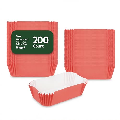 Restaurantware Cupcake Liners 200 Pack of 4.5 oz Paper Baking Cup Grease-Resistant Elliptical Muffin Wrapper Ridged Freezer-Safe Paper Disposable Oven-Safe for Birthday Parties, Events