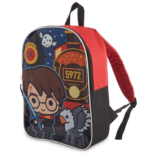 Harry Potter Mochila para crianças, mochila com bolso frontal com zíper, mochila de viagem - 38 cm, Preto, 15 Inch