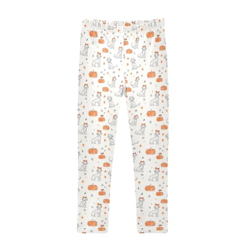 Girls' Athletic Leggings Ankle Length Yoga Dance Pants Kids Teen 4T Dog with Pumpkin
