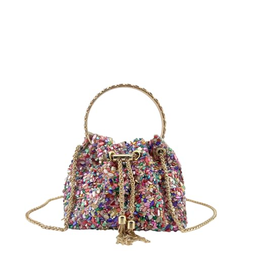 MODELISA - Bolso De Noche Adornado Con Piedras Multicolores Cadena De Hombro Boda Noche Evento Mujer (Multicolor G)