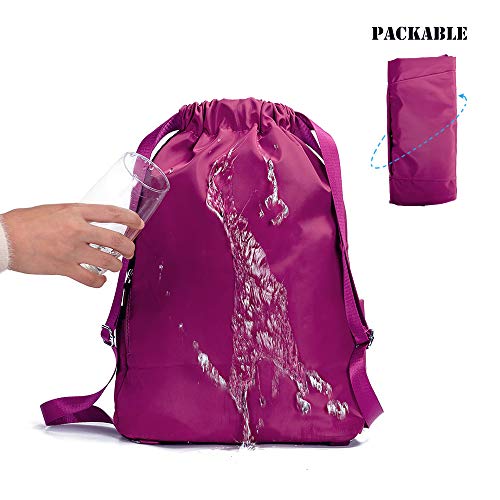 Zooron Waterproof Drawstring Gym Backpack Bag For Men & Women, Sport Gym Sack Mini Travel Daypack #TOP4