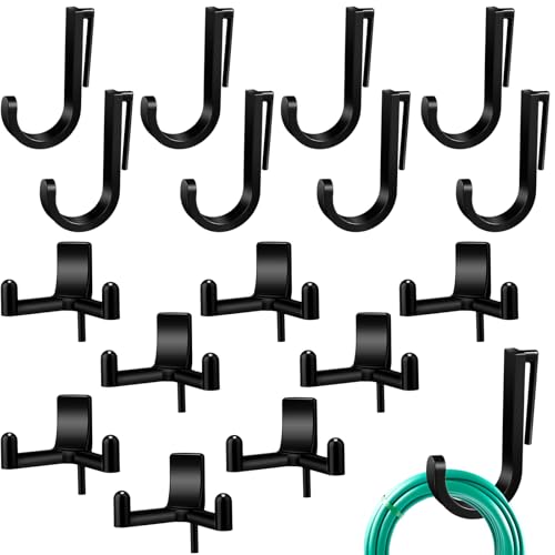 Qiyaz 16 Pcs J/V Shed Storage Hooks Shed Accessories for Hanging Storage Garage Shelves Organizer Accessories Parts Storages Sheds Replacement Screws Brackets and Hooks(Black)