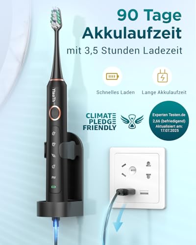 Image of YTEATH PRO Electric Toothbrush for Adults and Children - Sonic Toothbrush, 8 Brush Heads, 90 Days Battery Life, 5 Modes, 50000VPM, Black