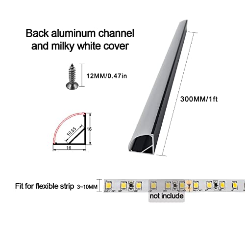 Hamrvl 6-Pack 1Ft Led Channel Diffuser Black Aluminum With Mliky White Cover V Shape 16X16Mm,Led Strip Diffuser Track With End Caps And Mounting Clips Accessories,Aluminum Profile For Led Strip Lights #TOP1