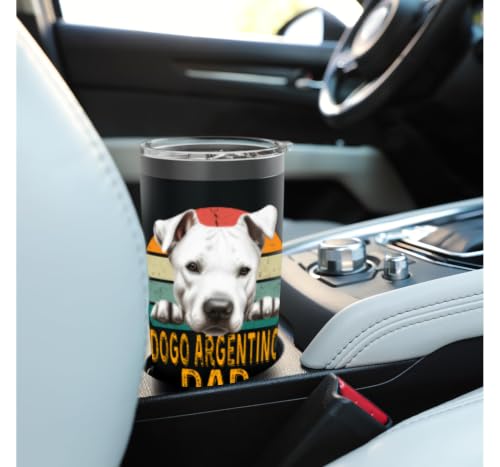 Dogo Argentino Dog Dad Retro Vintage Mes chiens sont mon cardio Gobelet isotherme en acier inoxydable double paroi – vue 6