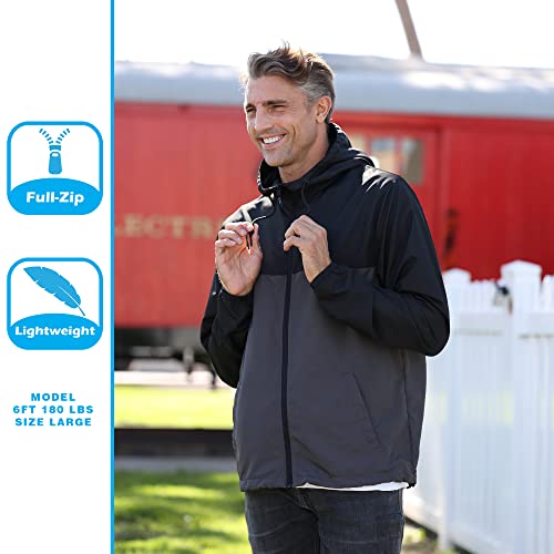 Global Blank 43220-90221 Global Men'S Hooded Lightweight Windbreaker Rain Jacket Water Resistant Shell thumb #3