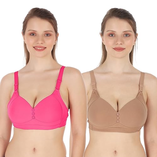 Image of Tweens Lite Wite - Minimiser Medium Padded Cotton Lycra Bra (Plus Size) - Triple Hook - Full Coverage - Wirefree - Seamless T-Shirt Bra