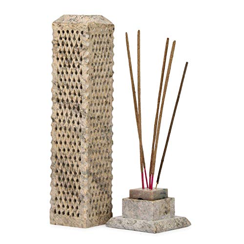 Image of Marble Carving Agarbatti Stand, Combo | Soapstone Hand-Carved, Incense Burner Holder, Ash Catcher for Incense Sticks, Spiritual Decor for Puja Room