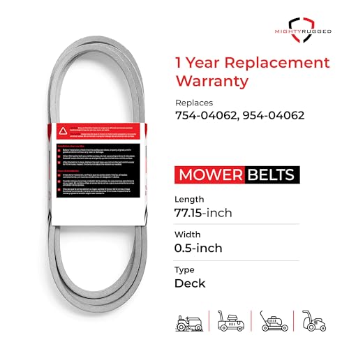 Image of 754-04062, 954-04062 Deck Belt Replacement for Cub Cadet, Length 77.5 inch, Heavy-Duty, Durable, Aramid Cord Belt Fits Bolens 13AM761F065, Columbia 13AC77GF897, Huskee 13A276LF031, Cub Cadet 13AC762F055