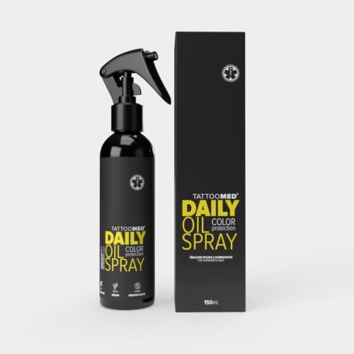 TattooMed Daily Oil Spray 150ml - Tägliches Pflegeöl für Tätowierte Haut mit UV Schutz - 150ml Sprayflasche
