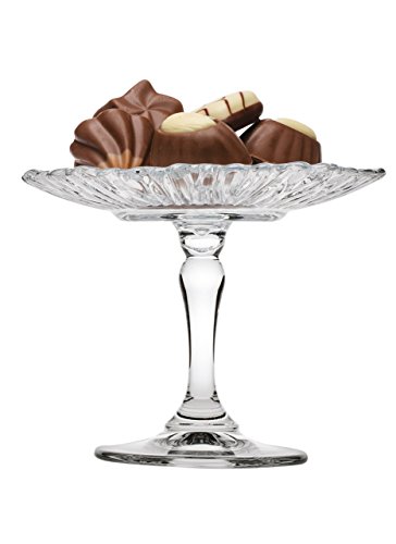 Pasabahce 96455 Mini Patisserie Platte mit Fuß, Höhe ca. 10,2 cm, Kuchen/Gebäck Platte aus Glas