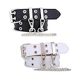 【Fácil de combinar】 El cinturón de ojales es perfecto para cualquier atuendo como jeans, pantalones, vestidos con 2 filas de ojales, más bien punk rock y aspecto lindo para hombres o mujeres.