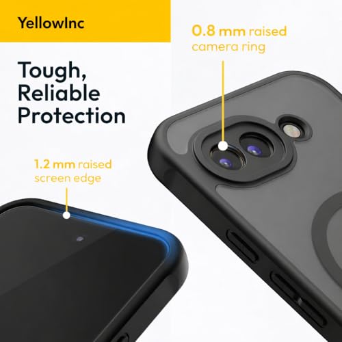Image of Frosted Matte Case Cover for Google Pixel 10A, 2600 Gauss Magnetic Ring, Military Grade Shockproof (Translucent Black with MagSafe, Google Pixel 10a)