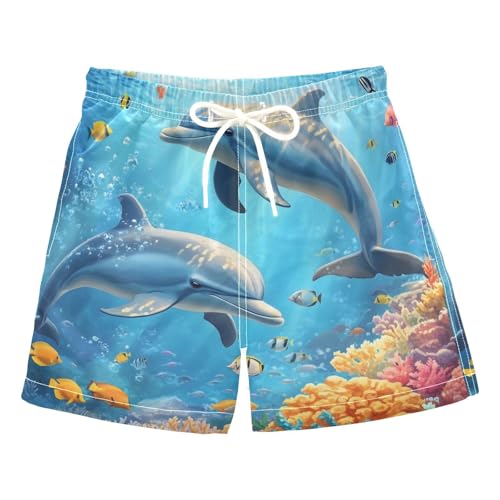 susiyo Boys Swim Trunks Dolphins Toddler Swim Shorts Quick Dry Beach Board Shorts Little Boy Bathing Suits Swimwear