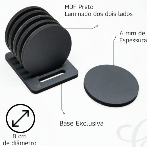 Porta copos de mesa Descanso copo em mdf com 6