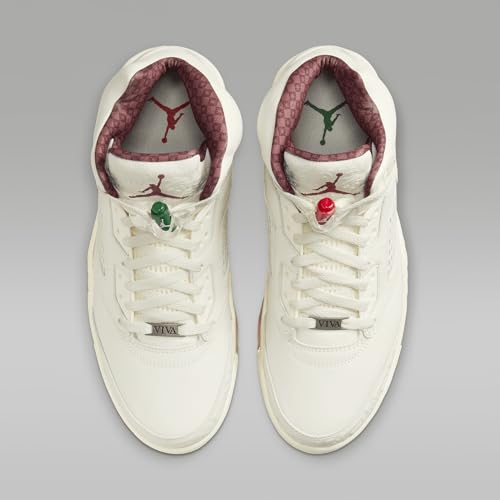 Air Jordan 5 Retro El Grito Men's Shoes (HF8833-100, Sail/Coconut Milk/Pine Green/Dark Pony) Size 104