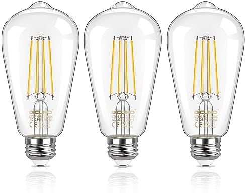 DiCUNO Vintage Light E27 LED Bulb ST64, 6W=60W, Warm White 2700K 810LM 3Pcs