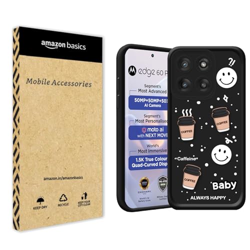 Image of amazon basics Back Case Cover Compatible for Motorola Moto Edge 60 Pro 5G | Cute Fun Cartoon 3D Ball | Coffee Silicone Case | Camera Protection | Body Protection | Shock Proof | Color Black