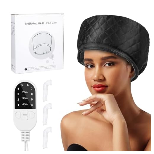 Vaporizador de cabelo para condicionamento profundo, tampa térmica para cabelos naturais, uso doméstico, vaporizador térmico de 10 níveis aquece rapidamente com configurações de temporizador, calor