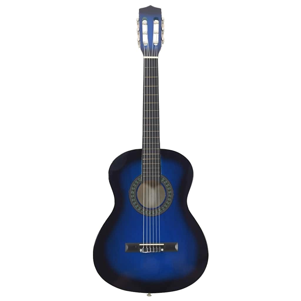 Chitarra classica per principianti e bambini, blu, 3/4, 91 cm, in legno di tiglio, con corde in nylon e tastiera in plastica dura, strumento ideale per l'apprendimento