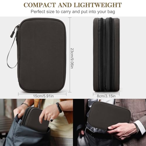 Image of FYY Electronic Organizer, Large Travel Cable Organizer Bag Pouch Electronic Accessories Carry Case Portable Waterproof Double Layers All-in-One Storage Bag for Cable, Cord, Charger, Phone, Coffee