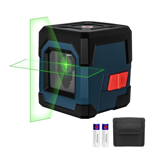Niveau Laser, RockSeed Cross Line Laser avec Auto-nivellement, Lignes Verticales et Horizontales, Rotatif à 360 Degrés, Pochette de Transport, Batterie Incluse(Vert)