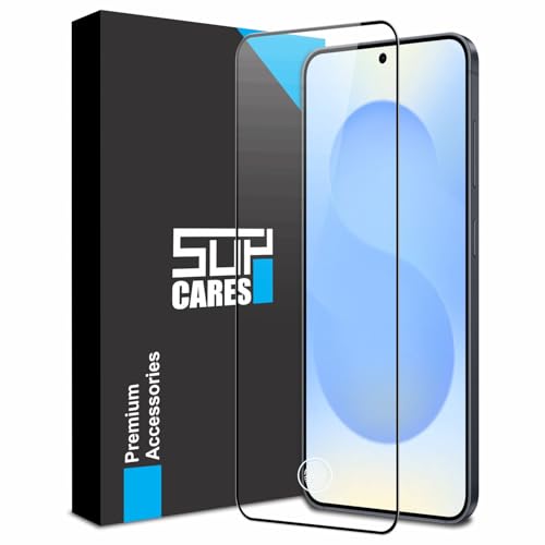 Image of SupCares Tempered Glass for Samsung Galaxy S25 Plus (6.7 Inch) With Installation Kit | 9H Edge to Edge Screen Protector | Black