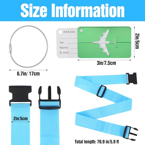 Image of Sibba Luggage Straps for Suitcases 12 Pack, TSA Approved Travel Essentials with 8 Luggage Tags, Suitcase Belts Luggages Strap for Travel Suitcase & Bag Closure and for Easy Identification, 70 inches
