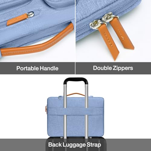 Image of MOSISO 360 Protective Laptop Shoulder Bag,15-15.6 inch Computer Bags Compatible with MacBook Pro 16 inch, HP, Dell, Lenovo, Asus Notebook,Side Open Messenger Bag with 4 Zipper Pockets, Sky Blue