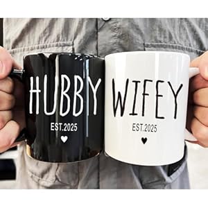 FALJIOK Est 2025 Hubby & Wifey Coffee Mugs Set, Wedding Gift for Couple, Bride Groom Mug Set, Newlywed Coffee Mugs Gift Set, Couples Coffee Mug Set, Mr & Mrs Bridal Shower Gift-93 FALJIOK Est 2025 Hubby Wifey Coffee Mugs Set Wedding Gift for Couple Bride Groom Mug Set Newlywed Coffee Mugs Gift Set Couples Coffee Mug Set Mr Mrs Bridal Shower Gift 93