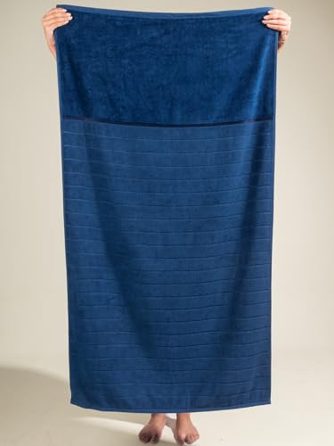 Image of DAMENSCH 100% Cotton Towel, Super Soft Towels for Bath Large Size, Ultra Absorbent, Quick Dry Towel for Women, Long Lasting Colours Towels for Bath Men-Nightfall Blue, Twilight Grey