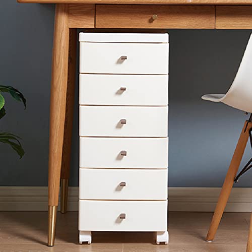 Commode à roulettes blanche BAKAJI avec 6 tiroirs bas pour bureau - 3