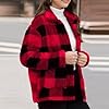 Plaid Sherpa Jacket for Woman Plaid Long Sleeve Bu... #4