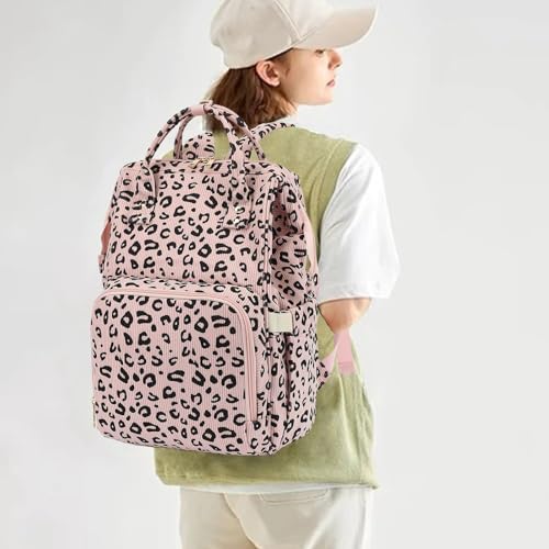 College Laptop Backpack, Travel Backpack for Women, Corduroy Casual Daypack, School Backpack Bookbag for Girls (Pink Corduroy Leopard)2