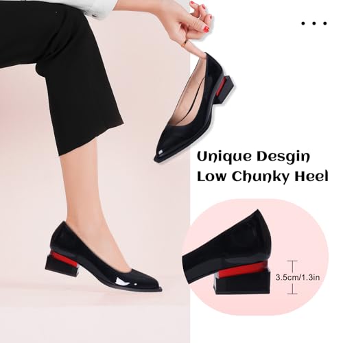 LingxiaUne Shoes for Women Fashion Forward Elegant Dressy Womens Pumps and Loafers with Low Chunky Heel and Sleek Pointed Toe Design Fashion Forward4