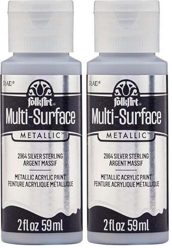 Image of FolkArt multisurface metallic paint, 2 oz, Sterling Silver (Pack of 2)