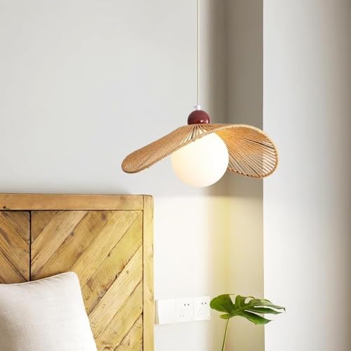 Chandelier Milk Glass Vintage Woven Hemp Rope Hanging Lamp Mid Century Modern Nordic Boho Coastal Chandelier for Kitchen Island Bedroom Dining Room Foyer Farmhouse Chandelier - Image 7