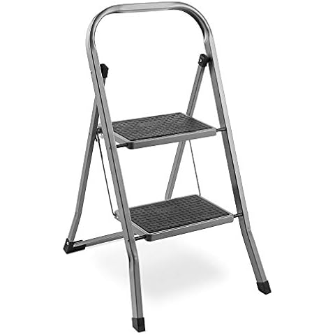 VonHaus 2 Step Steel Ladder with Anti-Slip Feet Cover