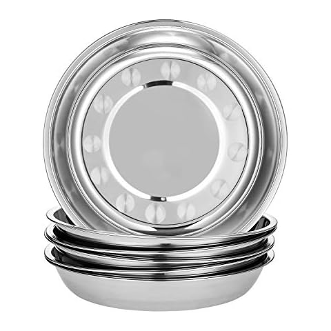 Eslite 6-Piece Stainless Steel Round Dinner Plates Cover