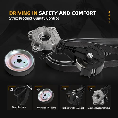 Image of Belt Tensioner Serpentine Belt Idler Pulley Kit & Idler Friction Wheel & Engine Water Pump Pulley for Mini Cooper, for Cooper Paceman, for Cooper Countryman 07-16 L4 1.6 /2.0L,L3 1.5L