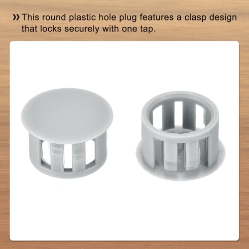 Image of MECCANIXITY 64PCS 14mm(9 /16 inch) Light Gray Plastic Hole Plugs, Flush Type Panel Hole Plugs Insert End Caps for Locking Hole Tubes Furniture Cabinet
