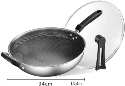 Wok duradero de acero inoxidable con tapa y antiadherente miniatura 4