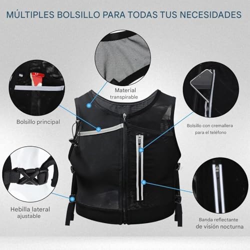 Chaleco de running para mujer y bolso de pecho ajustable 7