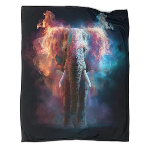 Couverture éléphant 3D lavable en machine lit microfibre 150x200 - 3